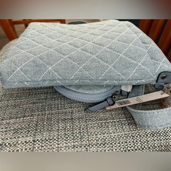 Rae Dunn Blue Quilted Crossbody Bag with Pouch - Picture 7 of 12